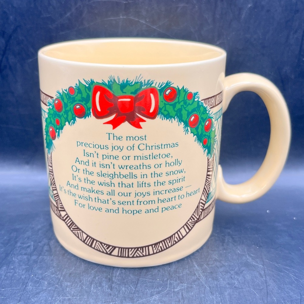 Russ Berrie Vintage Coffee Mug‎ Cup Most Precious Joy of Christmas Poem 12 oz